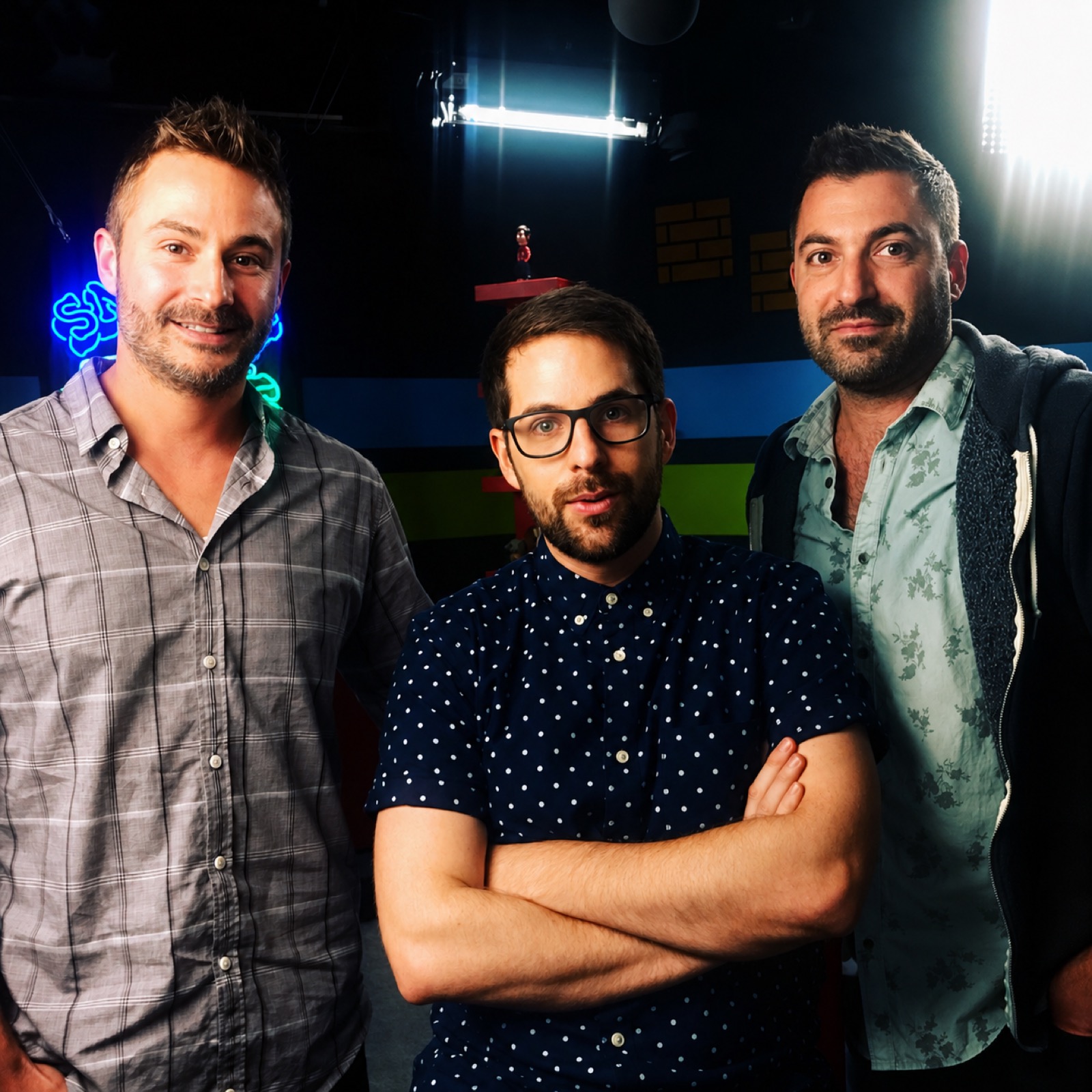 Frank in a YouTube studio with Smosh talent